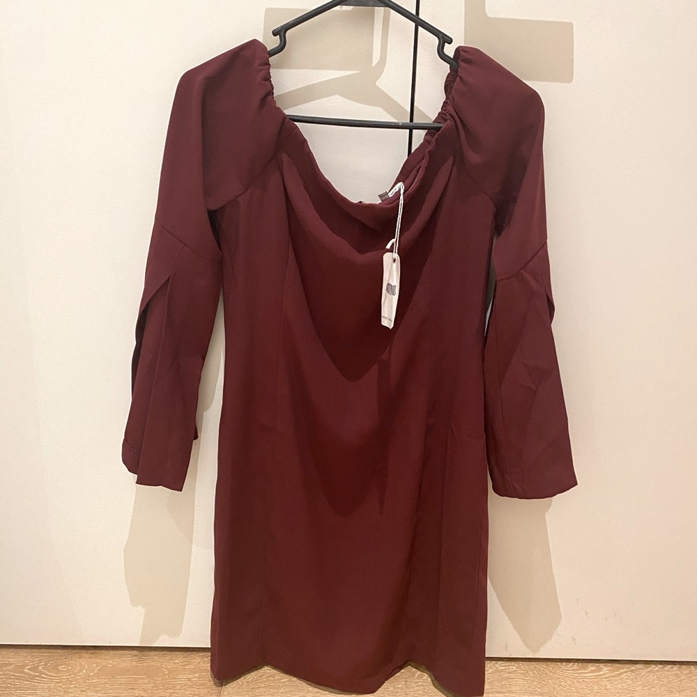 NWOT Naked Zebra red off-the-shoulder dress